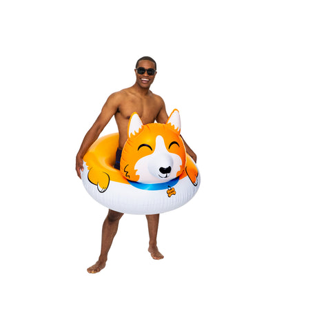 BigMouth Orange/White Vinyl Inflatable Corgi Pool Float, Pack of 4