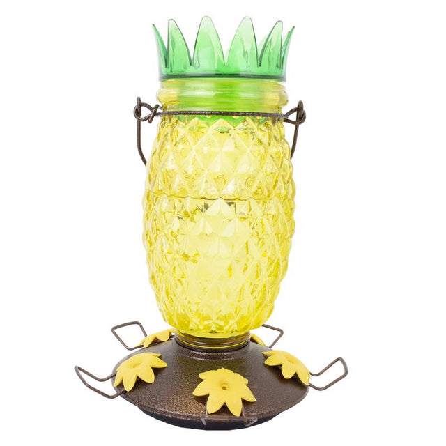 Perky-Pet Hummingbird 28 oz Glass/Plastic Pineapple Nectar Bird Feeder 5 ports, Pack of 2