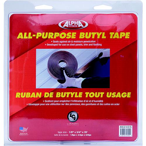 Alpha Systems 862403 All-Purpose Butyl Tape, 1/8" x 3/4" x 30'