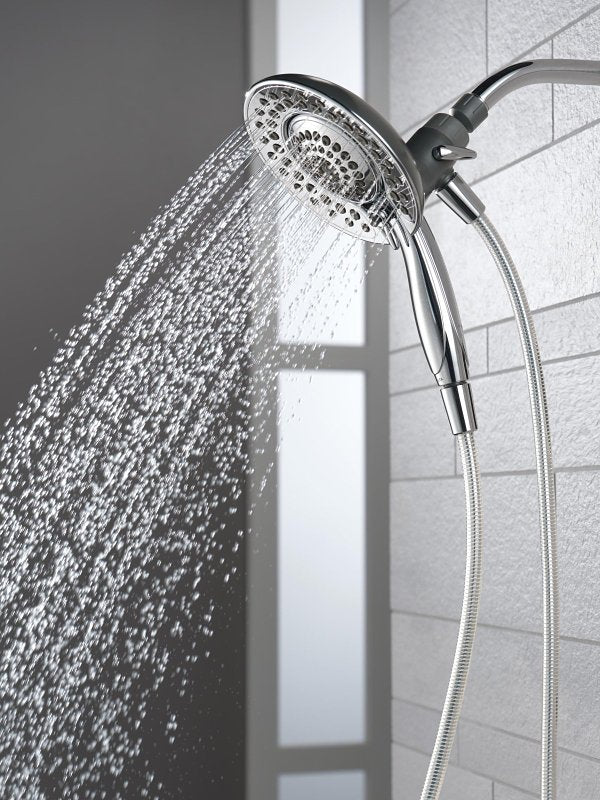 Delta 75583CSN Shower, Round, 1/2 in Connection, IPS, 1.75 gpm, 5-Spray Function, Plastic, Brushed Nickel, 72 in L Hose