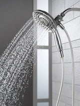 Delta 75583CSN Shower, Round, 1/2 in Connection, IPS, 1.75 gpm, 5-Spray Function, Plastic, Brushed Nickel, 72 in L Hose