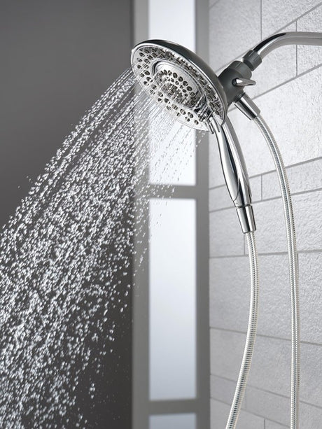 Delta 75583CSN Shower, Round, 1/2 in Connection, IPS, 1.75 gpm, 5-Spray Function, Plastic, Brushed Nickel, 72 in L Hose