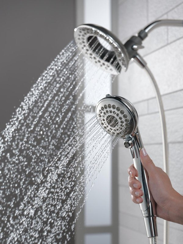 Delta 75583CSN Shower, Round, 1/2 in Connection, IPS, 1.75 gpm, 5-Spray Function, Plastic, Brushed Nickel, 72 in L Hose
