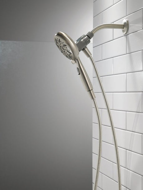 Delta SureDock 75689SN Magnetic Hand Shower, 1/2 in Connection, 1.75 gpm, 6-Spray Function, Satin Nickel, 72 in L Hose