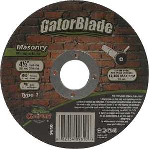 GatorBlade 9610 Cut-Off Wheel, 4-1/2 in Dia, 0.045 in Thick, 7/8 in Arbor, 24 Grit