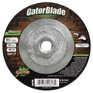 GatorBlade 9618 Cut-Off Wheel, 4-1/2 in Dia, 1/4 in Thick, 5/8-11 in Arbor, Silicone Carbide Abrasive, 24 Grit