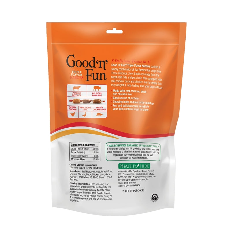 Good 'n' Fun Triple Flavor Kabobs Treats For Dogs 4 oz 4 pk
