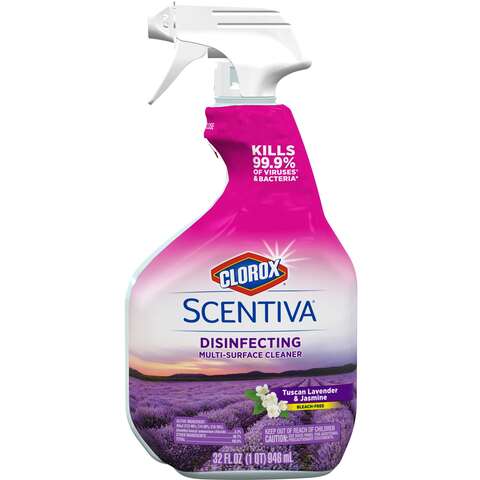 Clorox Scentiva Jasmine/Lavender Scent Deodorizing Multi-Purpose Cleaner Liquid 32 oz, Pack of 9