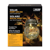 Feit Solar Fixtures 3.7 in. Solar Power Glass Round Coach Lantern Clear Crackle Jar w/Fairy Lights, Pack of 3