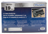 Vulcan TS1019-M Socket Set, Chrome Vanadium Steel, Chrome