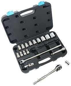 Vulcan TS1019-M Socket Set, Chrome Vanadium Steel, Chrome