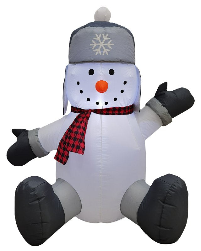 Santas Forest 90937 Inflatable Snowman, 4 ft H, Polyester, Gray/White, Internal Light
