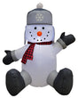 Santas Forest 90937 Inflatable Snowman, 4 ft H, Polyester, Gray/White, Internal Light