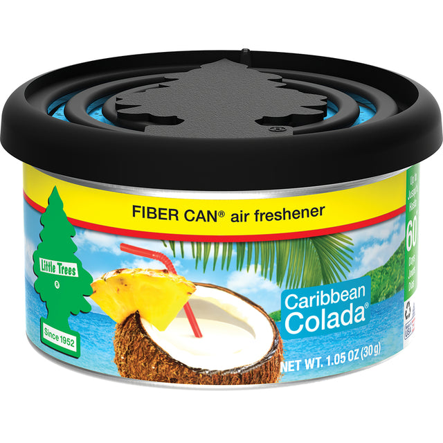 Little Trees Fiber Can Caribbean Colada Scent Car Air Freshener Solid, Pack of 4