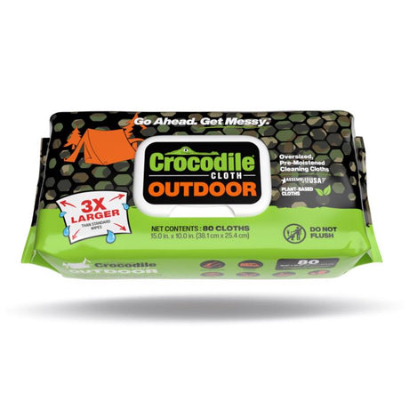 Crocodile Cloth Outdoor White Cloth 10 in. W X 15 in. L 80 wipes, Pack of 8