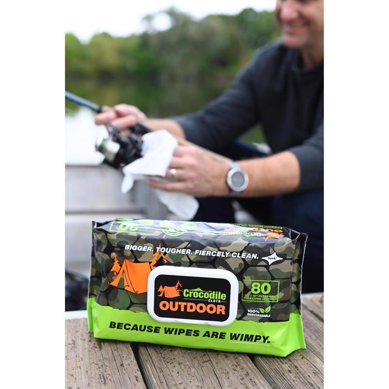 Crocodile Cloth Outdoor White Cloth 10 in. W X 15 in. L 80 wipes, Pack of 8