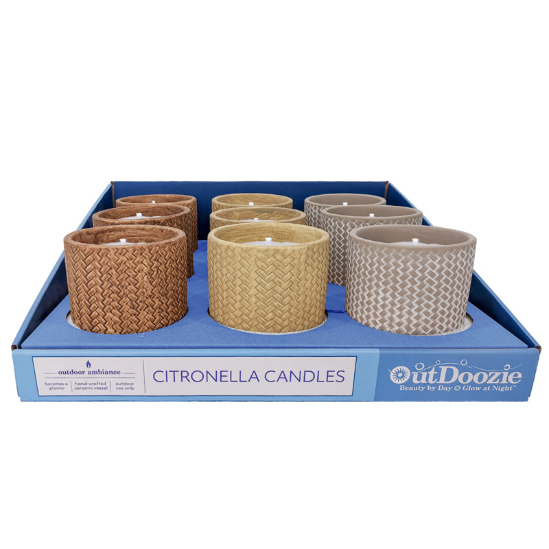 Trendspot Assorted Ceramic 4 in. H X 4 in. L X 4 in. W Reed Citronella Candle, Pack of 9