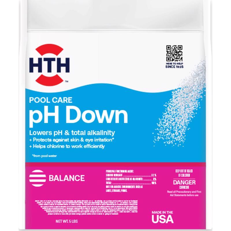 HTH Pool Care Granule pH Minus 5 lb, Pack of 4