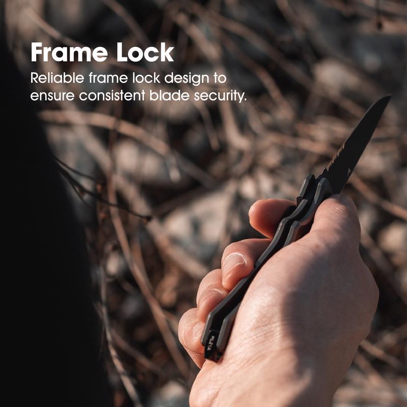 True Black/Gray 8CR13MOV Stainless Steel 8 in. EDC Folding Knife