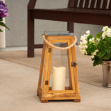 Smart Living 15 in. One Mantle Wood Newport Brown LED Candle Lantern, Pack of 2