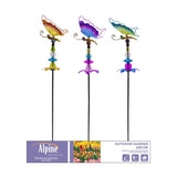 Alpine Multicolored Glass/Metal 36 in. H Butterfly/Flower/Jewels Outdoor Garden Stake, Pack of 24