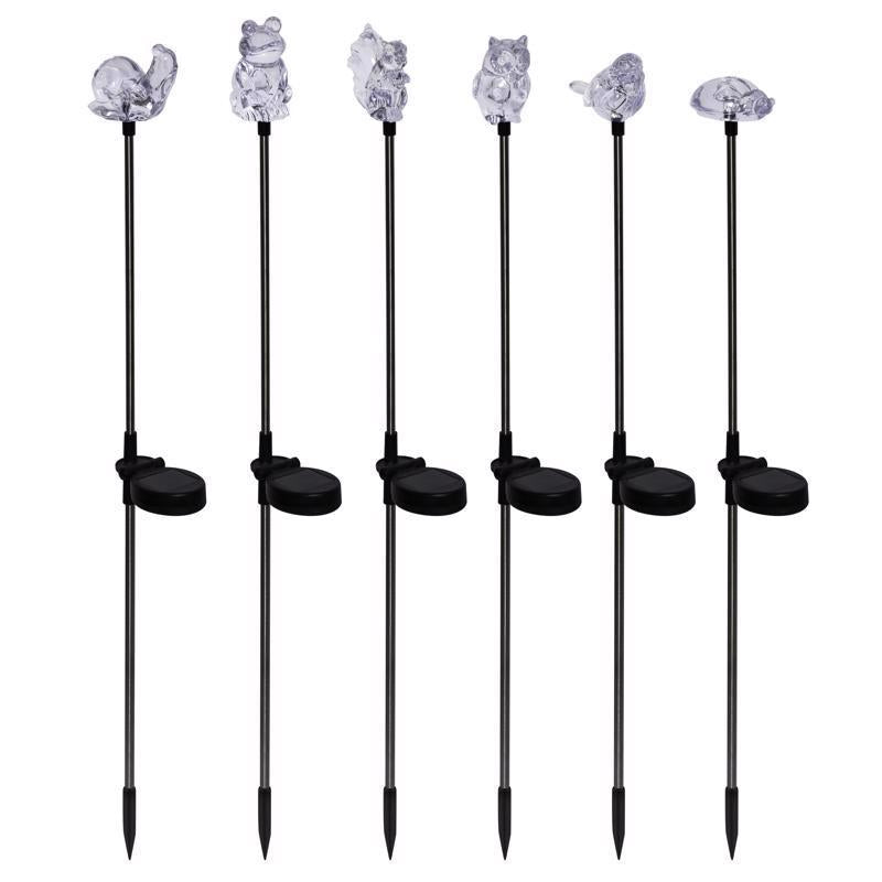 Alpine Clear Acrylic/Metal Garden Friends Solar Garden Stake, Pack of 20