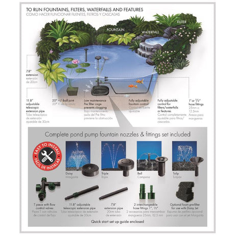 Pennington Aquagarden 0.075 HP 832 gph 120 V Pond Pump Kit