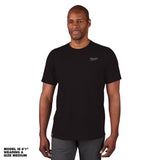 Milwaukee XXL Short Sleeve Men's Crew Neck Black Hybrid Work Tee Shirt