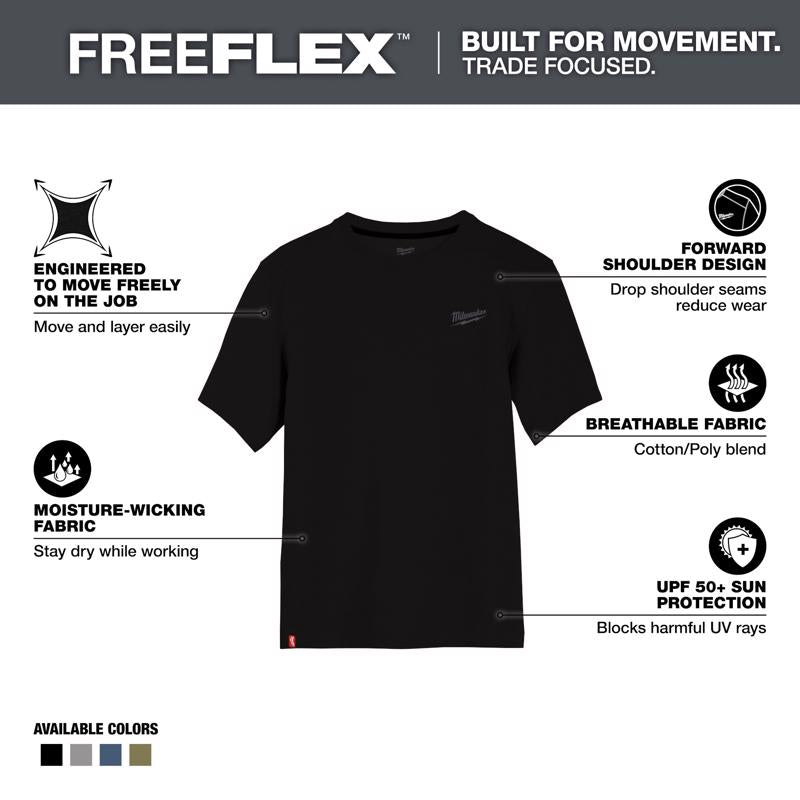 Milwaukee L Short Sleeve Men's Crew Neck Black Hybrid Work Tee Shirt