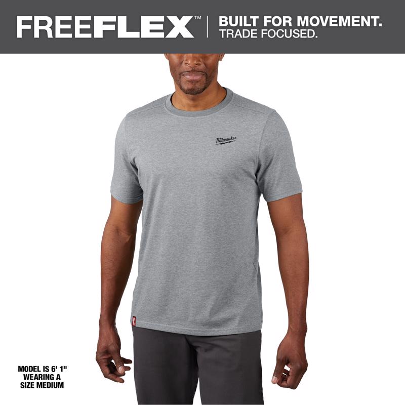 Milwaukee M Short Sleeve Men's Crew Neck Gray Hybrid Work Tee Shirt