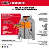 Milwaukee M12 L Long Sleeve Women's Heated Hoodie Kit Gray