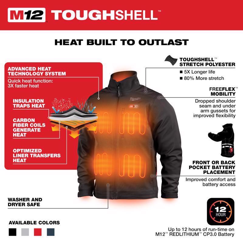 Milwaukee M12 Toughshell L Long Sleeve Men's Full-Zip Heated Jacket with Charger/Power Source Only B