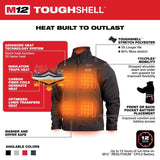 Milwaukee M12 Toughshell L Long Sleeve Men's Full-Zip Heated Jacket with Charger/Power Source Only B