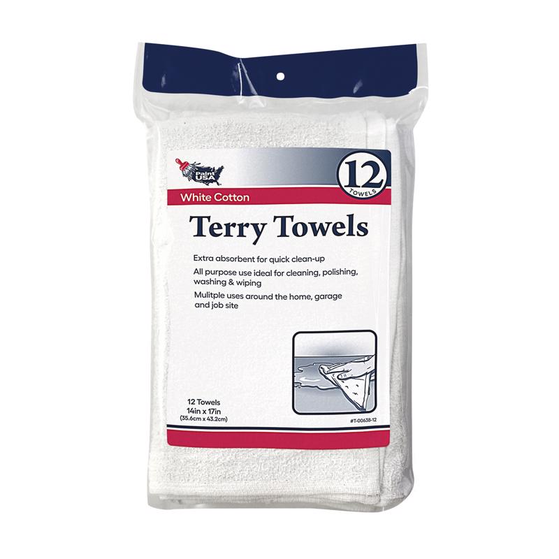 Paint USA Cotton Terry Terry Towels 14 in. W X 17 in. L 12 pk, Pack of 18