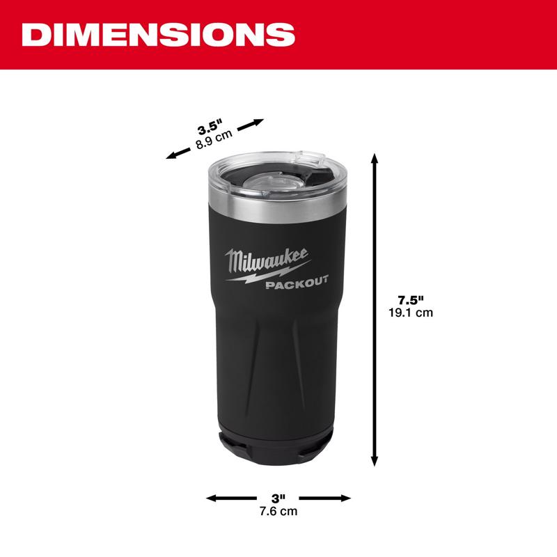 Milwaukee Packout 20 oz Black Double Wall Tumbler