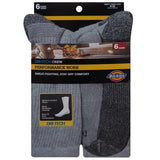 Dickies Dri-Tech Men's 6-12 Crew Socks Gray, Pack of 2