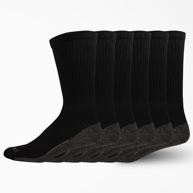 Dickies Dri-Tech Men's 6-12 Crew Socks Black, Pack of 2