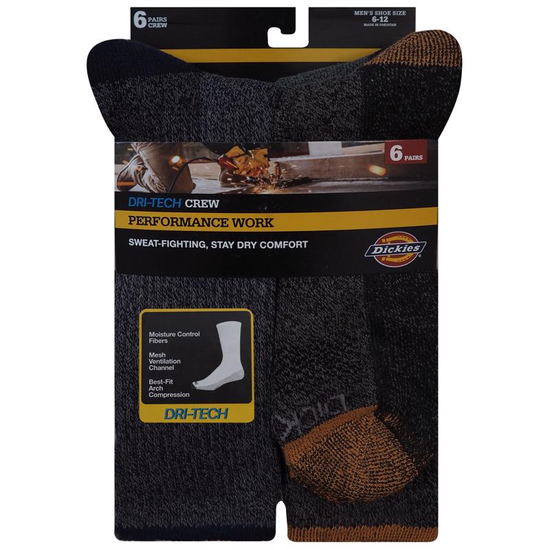 Dickies Dri-Tech Men's 6-12 Crew Socks Assorted, Pack of 2