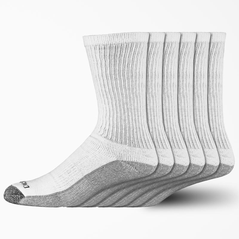 Dickies Dri-Tech Men's 12-15 Crew Socks White, Pack of 2