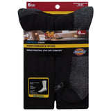 Dickies Dri-Tech Men's 12-15 Crew Socks Black, Pack of 2