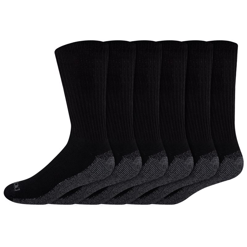 Dickies Dri-Tech Men's 12-15 Crew Socks Black, Pack of 2