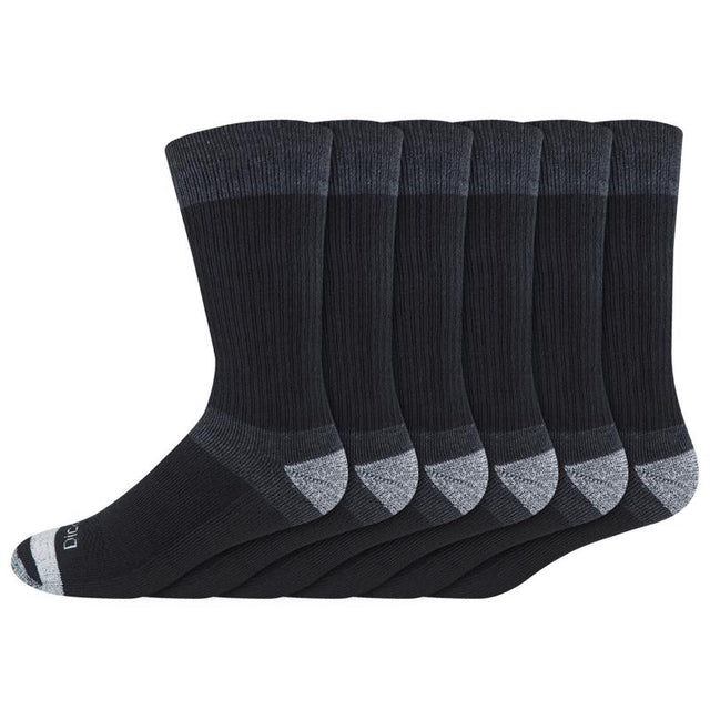 Dickies Men's Dri-Tech 6-12 Cushion Crew Socks Black, Pack of 2