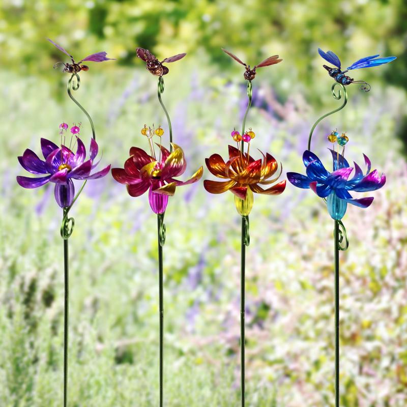 Alpine Assorted Metal/Plastic 42 in. H Flower and Insect Outdoor Garden Stake, Pack of 12