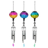 Alpine Assorted Glass/Metal 31 in. Solar Glass Balloon Wind Chime, Pack of 12