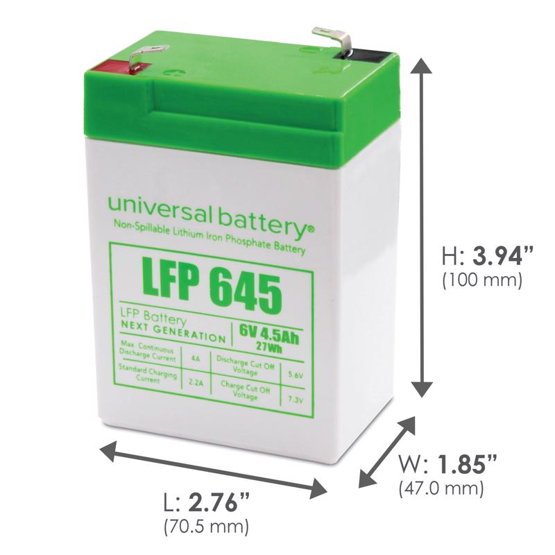 Universal Power Group LFP645 4.5 Ah 6 V Universal Battery, Pack of 2