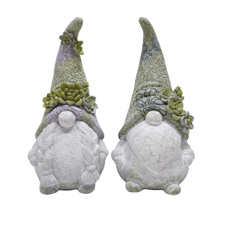 Meadow Creek Polyresin Multi-color 14 in. Mr and Mrs Gnome Garden Statue, Pack of 2