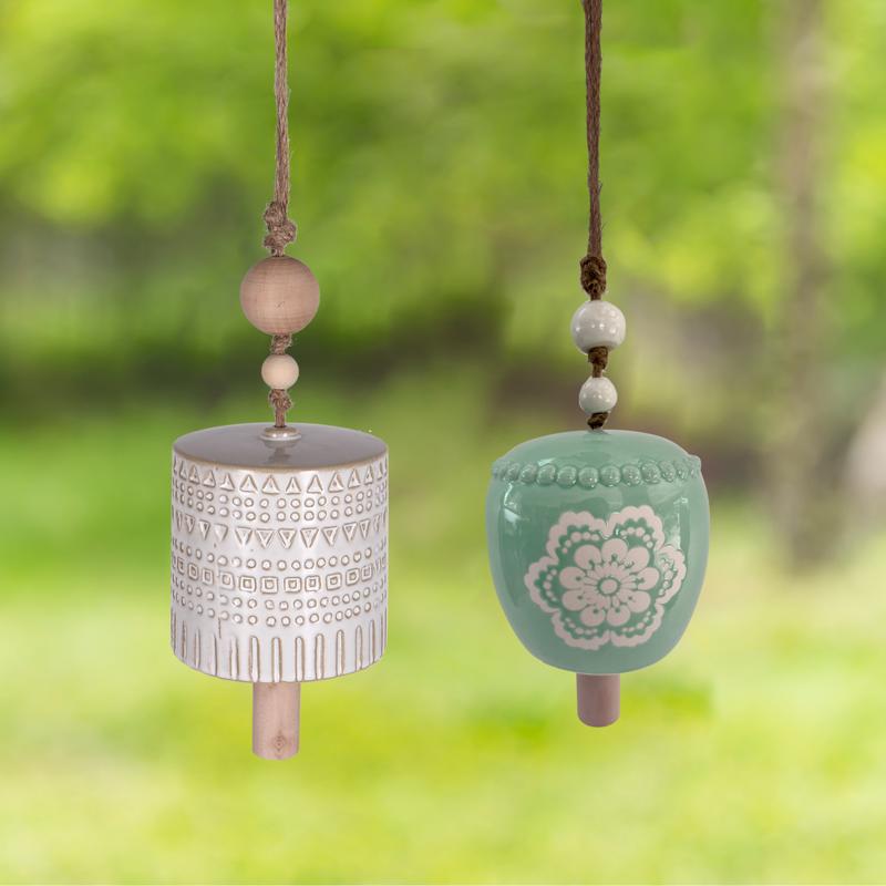 Meadow Creek Multi-color Ceramic 18 in. Bell Chimes, Pack of 4