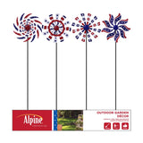 Alpine Multicolored Metal 37 in. H Patriotic Windmill Outdoor Garden Stake, Pack of 8