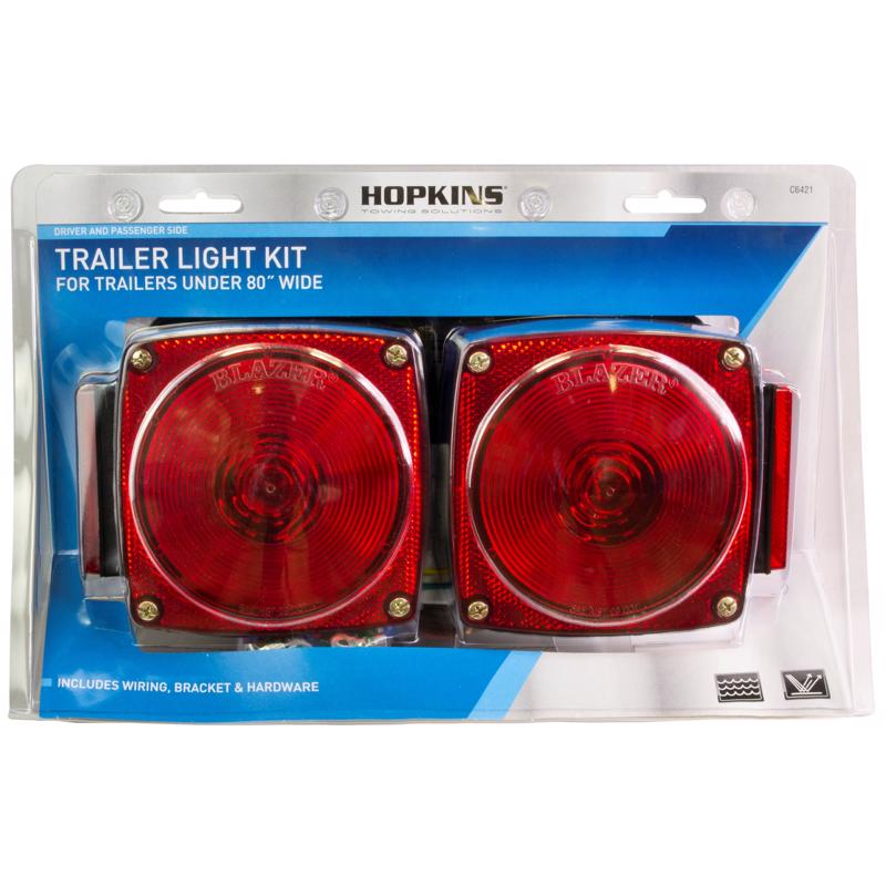 Hopkins Trailer Red Square Stop/Tail/Turn Light Kit