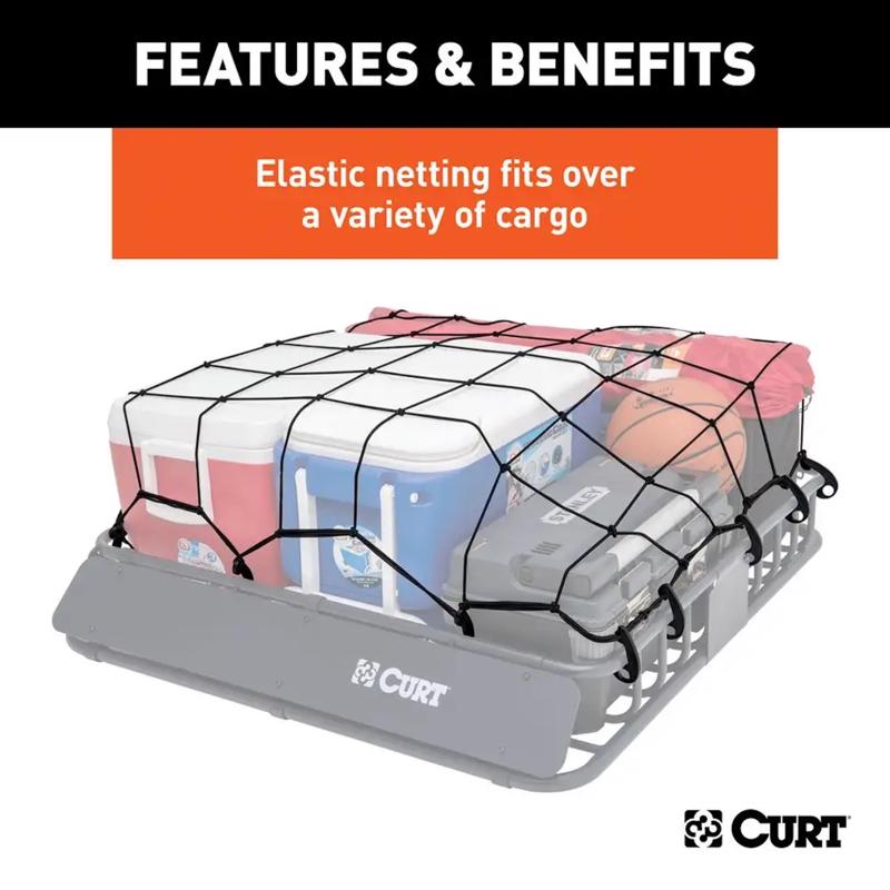 CURT Black Adjustable Cargo Net 44 in. L 1 pk